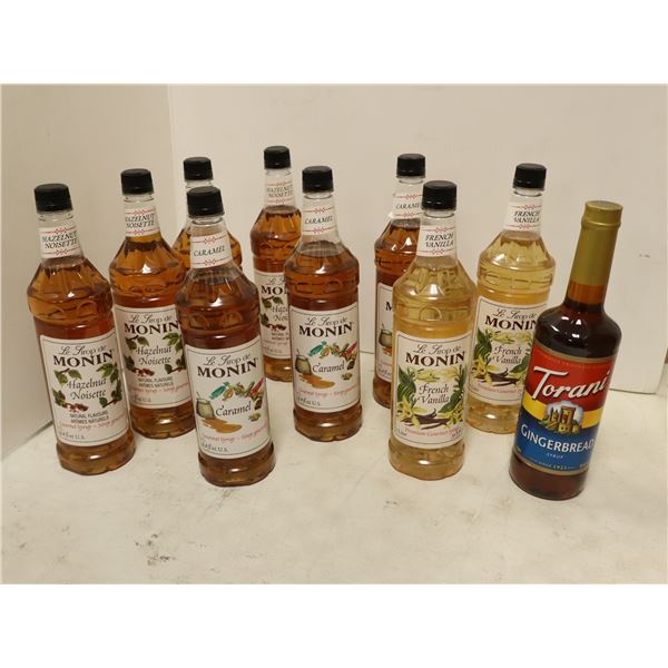 LOT DE 10 BOUTEILLES D'ARÔME POUR CAFÉ ASST (9x1L 1x750mL)