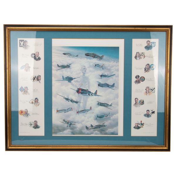 US Fighter Pilot Lithograph, Signed