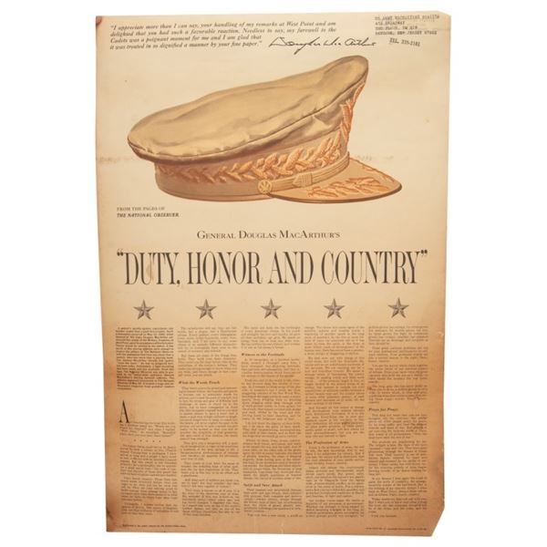 General MacArthur Duty, Honor & Country Poster