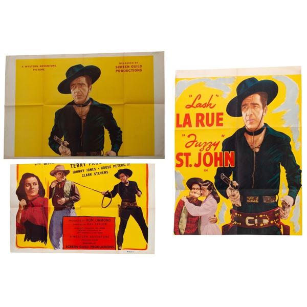 Lash La Rue Movie Poster Partials, 3 pcs.