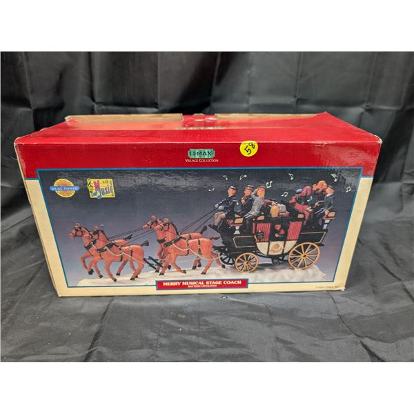 Lemax Village Collection Merry Musical Stage Coach (Some damage to Areas) W/ Original Box