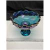 Image 1 : Vintage Indiana Glass Blue Carnival Glass Compote