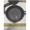 Image 2 : (3) Cast Iron Pans. (Two are with wooden handles)