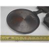 Image 3 : (3) Cast Iron Pans. (Two are with wooden handles)