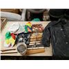 Image 1 : Lot of misc. (Black Leather Jacket, cords)