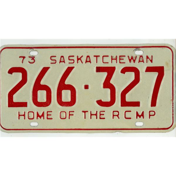 1973 Saskatchewan Licence Plate.