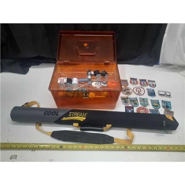 Lot of Bedges, Sewing Items, Large Container, etc.