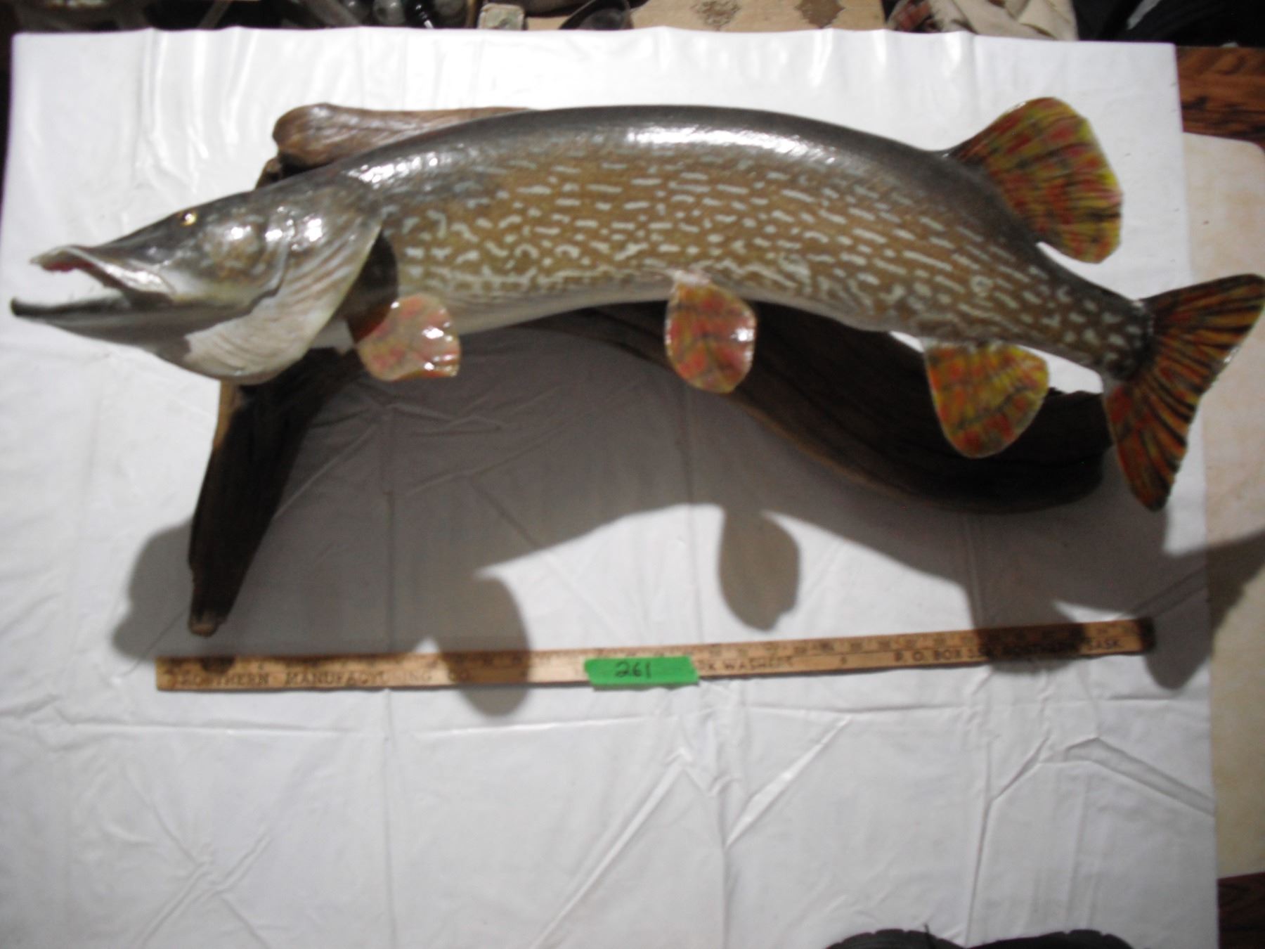 Wall hanging mounted on wood (36 in long )- missing front back fin ...