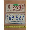 Image 1 : (2) Saskatchewan Plates 75-76 PT Plates.