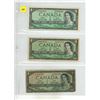 Image 1 : (3) 1954 $1 Canadian Dollar.