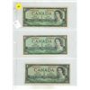 Image 1 : (3) 1954 $1 Canadian Dollar.
