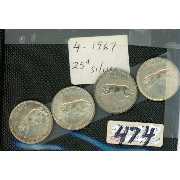 474  CANADA  4-1967 25 CENT SILVER