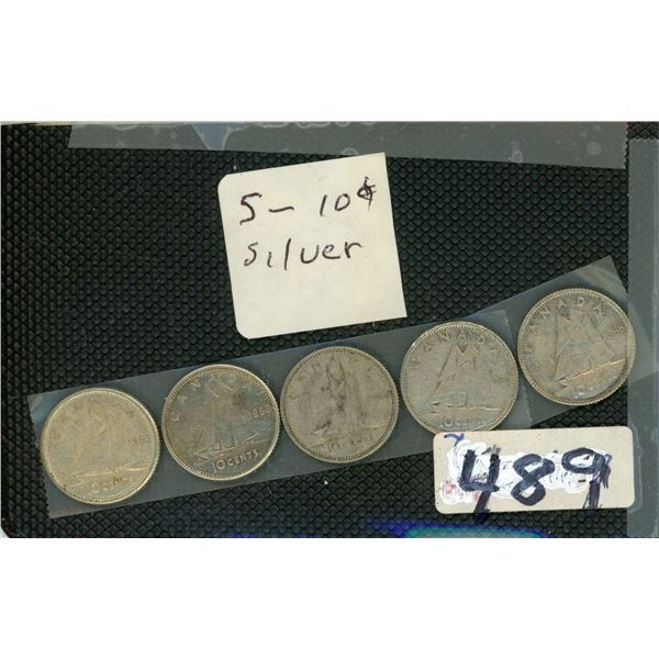 489  CANADA  5-1O CENT SILVER VARIOUS DATES  QE II