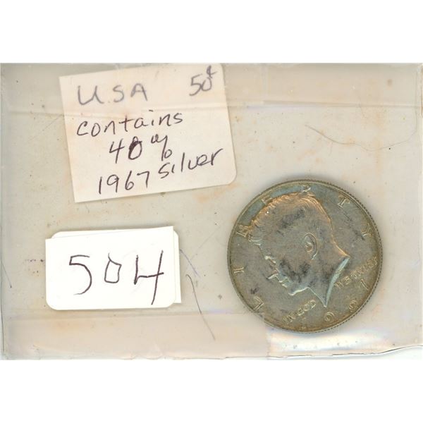 504  USA  1967 50 CENT - CONTAINS 40% SILVER