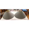 Image 8 : #532: Pair of matching gray lamps with shades. Lamps have a flower design. One shade is stained on t