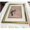 Image 2 : #539: Large picture of a bird inside glass. Brass outer frame. Outside measurements 19.5” (