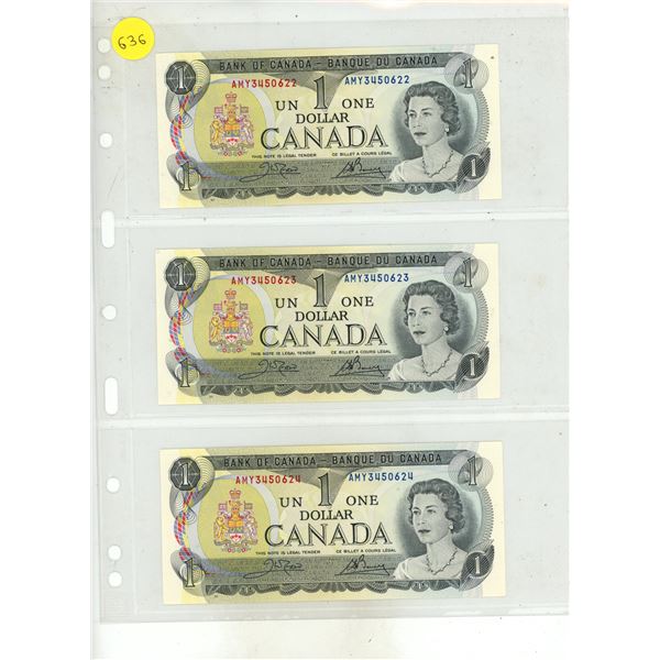 (3) 1973 Canadian One Dollar.