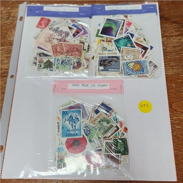 Binder Page Lot With over 300 Stamps, a Joke/funny, One "Million Dollar Bill" With A celebrity Face,