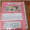 Image 2 : Binder Page Lot With over 300 Stamps, a Brain Teaser, One "Million Dollar Bill" With A celebrity Fac