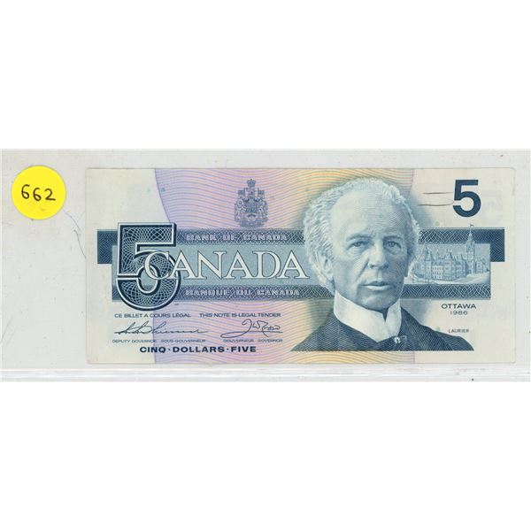 1986 Canadian Five Dollar.