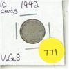 Image 1 : 1942 Canada Silver 10 Cents Coin.
