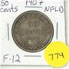 Image 1 : 1907 New Foundland Silver 50 Cents Coin.