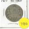 Image 1 : 1917 Canada Silver 50 Cents Coin.