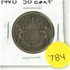 Image 1 : 1940 Canada Silver 50 Cents Coin.