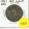 Image 1 : 1941 Canada Silver 50 Cents Coin.