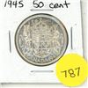 Image 1 : 1945 Canada Silver 50 Cents Coin.