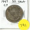 Image 1 : 1947 Canada Silver 50 Cents Coin.