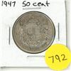 Image 1 : 1947 Canada Silver 50 Cents Coin.