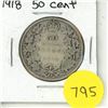 Image 1 : 1918 Canada Silver 50 Cents Coin.