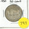 Image 1 : 1950 Canada Silver 50 Cents Coin.