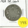 Image 1 : 1929 Canada Silver 50 Cents Coin.
