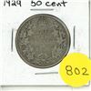 Image 1 : 1929 Canada Silver 50 Cents Coin.