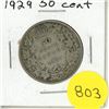 Image 1 : 1929 Canada Silver 50 Cents Coin.
