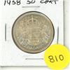 Image 1 : 1958 Canada Silver 50 Cents Coin.