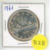 Image 1 : 1961 Canada Silver One Dollar Coin.