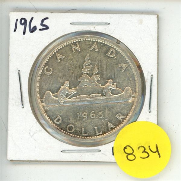 1965 Canada Silver One Dollar Coin.