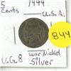 Image 1 : 1944 U.S.A. Five Cents Coin - War Nickel Silver.