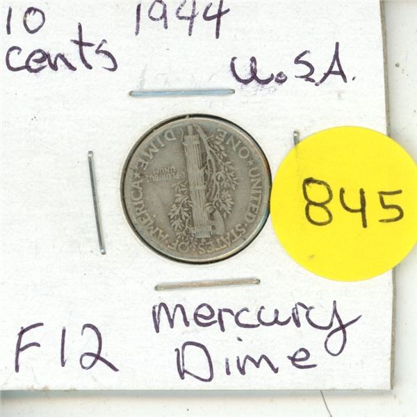 1944 U.S.A. Ten Cents Coin - Mercury Dime.