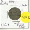 Image 1 : 1944 U.S.A. Five Cents Coin - War Nickel Silver.