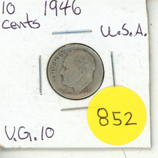 1946 U.S.A. Ten Cents Coin.