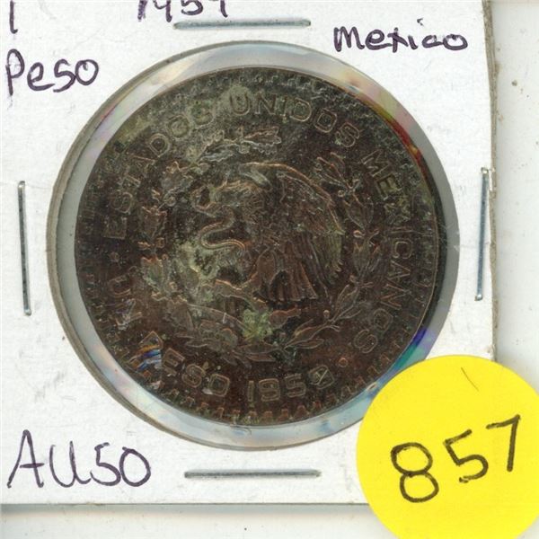 1959 Mexico One Peso Coin.