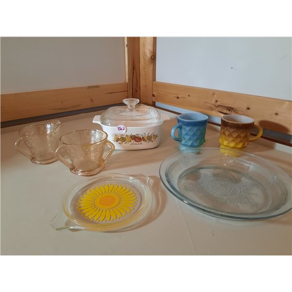 Pyrex lid, Fire King, assorted dishes