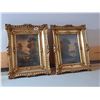 Image 1 : Two Older Paintings Marked 'Davis' with Ornate Frames, Curved Glass