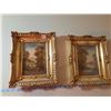 Image 2 : Two Older Paintings Marked 'Davis' with Ornate Frames, Curved Glass