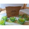 Image 4 : Green Carnival Glass Punch Bowl and Cups with Boxes
