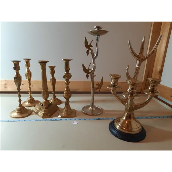 Large Brass Candle Holders